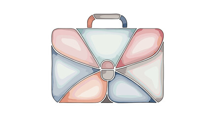 Colorful briefcase with geometric design in pastel hues