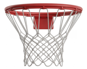 Red basketball hoop with white net isolated on a transparent background 2