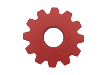 Red gear wheel with circular hole isolated on a transparent background 1