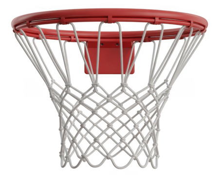 Red basketball hoop with white net isolated on a transparent background 2