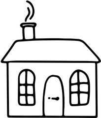 Illustration vectorielle joyeuse et stylisée d'une maison en pain d'épices ou d'un chalet décoré pour Noël. Le design simple et de style doodle est idéal pour les cartes de vœux, les étiquettes cadeau