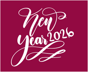 Happy New Year 2026 Holiday Abstract Maroon And White Color Design Symbol Vector Illustration