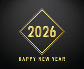 Happy New Year 2026 Holiday Abstract Gold And Black Color Design Symbol Vector Illustration
