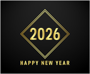 Happy New Year 2026 Holiday Abstract Gold And Black Color Design Symbol Vector Illustration