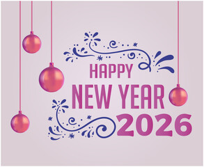 Happy New Year 2026 Holiday Abstract Purple And Blue Color Design Symbol Vector Illustration