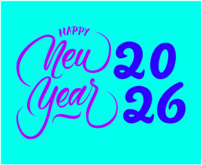 Happy New Year 2026 Holiday Abstract Blue And Purple Color Design Symbol Vector Illustration