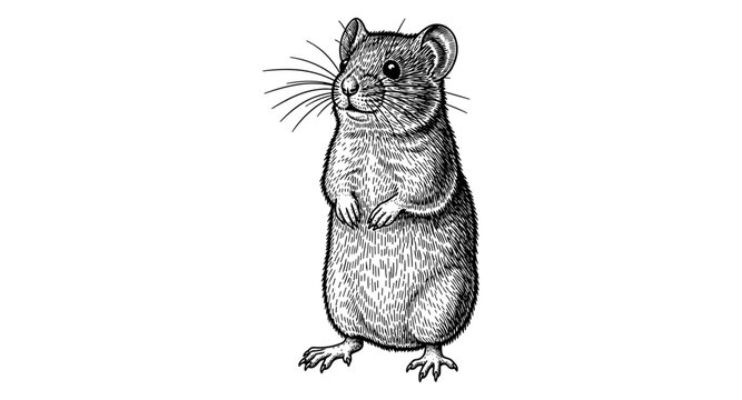Detailed engraving style mouse drawing with vintage charm