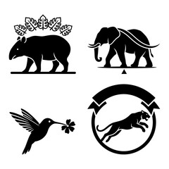 Wild animals Intricate black swirl abstract pattern design element