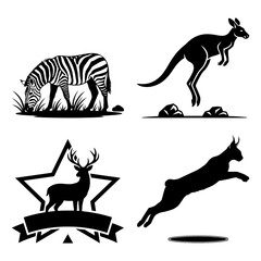 Wild animals Red silhouette of a lemur on branch