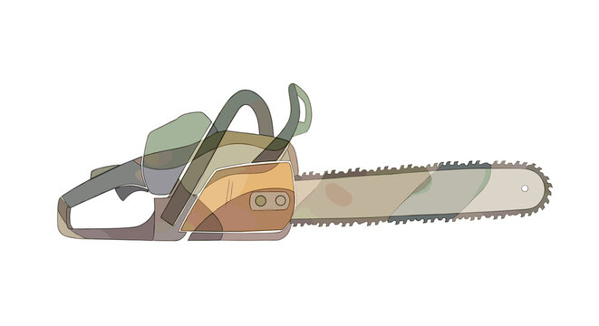 Chainsaw with camouflage design in vector style  