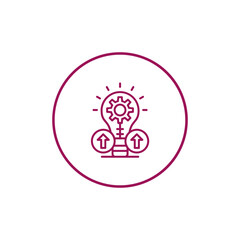 Lightbulb with gears and arrows representing innovation and progress isolated on transparent background