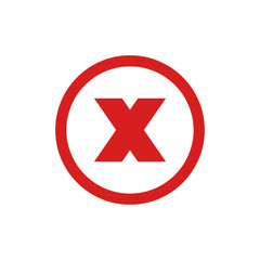 Obraz premium Red x mark inside a red circle isolated on transparent background