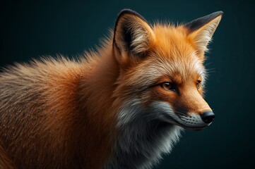 Red Fox Portrait with Sparkling Fur – Detailed Wildlife Illustration on Dark Background