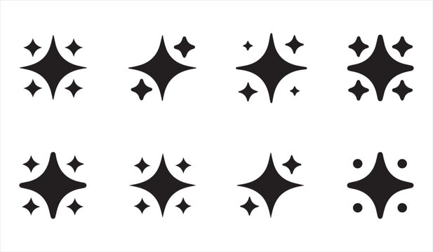 Assorted Glint and Twinkle Icons in Clean Modern Style for Creative Use