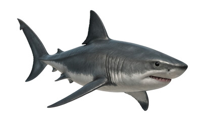 Fototapeta premium Young great white shark with a sleek body and sharp dorsal fin.