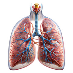 human lungs anatomy model on a  isolated  white background . PNG
