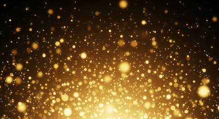 Golden glitter particles light bokeh background texture