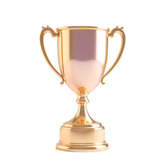 Victory Trophies, 3D Render of Golden and Iridescent Glass Award Cups.