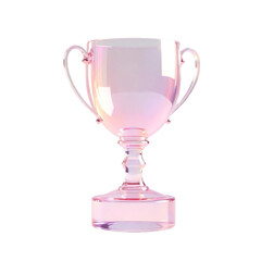 Victory Trophies, 3D Render of Golden and Iridescent Glass Award Cups.