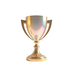 Victory Trophies, 3D Render of Golden and Iridescent Glass Award Cups.