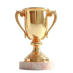 Victory Trophies, 3D Render of Golden and Iridescent Glass Award Cups.