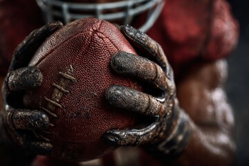 Football player grips ball, ready for throw