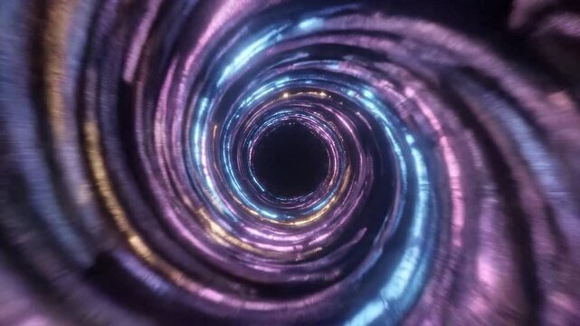 Enter the vortex of swirling light and color, a journey through space and time with dynamic movement and hypnotic effect, perfect for backgrounds