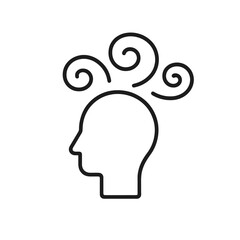 Fine line brainstorming icon symbolizing creativity and innovation, ideal for workshop visuals, design thinking processes and idea generation tools