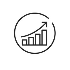 Fine line productivity tracking icon symbolizing performance measurement and goal progression, ideal for business dashboards, efficiency tools and time monitoring