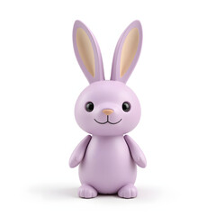 Obraz premium Playful lavender bunny figurine on white background, whimsical charm