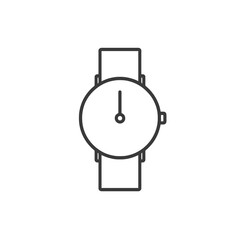 Fine line wristwatch icon symbolizing personal timekeeping and punctuality, ideal for productivity visuals, organization tools and time management interfaces