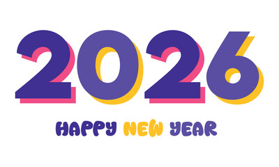 Playful Colorful New Year Typography with Bold 2026 Design