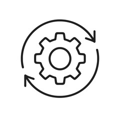 Fine line automation cycle icon symbolizing continuous industrial efficiency, ideal for optimization processes, smart engineering and Industry 4.0 strategy visuals