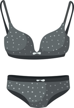 Female lingerie with black polka dot pattern textile