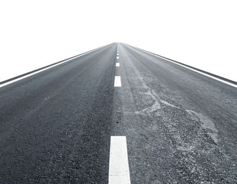 Isolierte Straße auf weißem Hintergrund – freigestellt, transparent