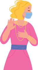 Stop infection spread. Epidemic social distancing character