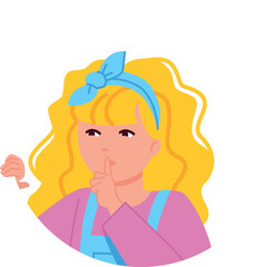 Girl show keep silence gesture. Mute sign