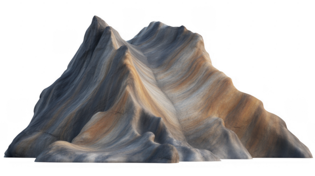 Jagged mountain peaks with layered rock textures isolated on a transparent background - Powered by Adobe