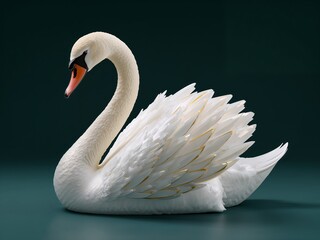 Realistic White Swan with Decorative Feather Details