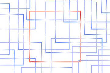 Abstract geometric pattern with blue and red lines, isolated on transparent background