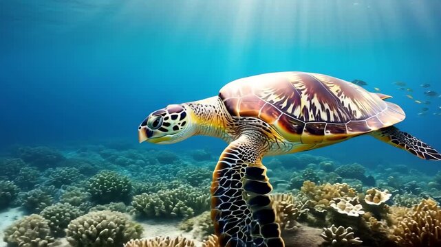 Meeresschildkr&ouml;te beim Schwimmen &ndash; Unterwasser-Naturaufnahme 