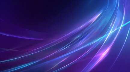 Abstract flowing light streaks in deep purple and blue background