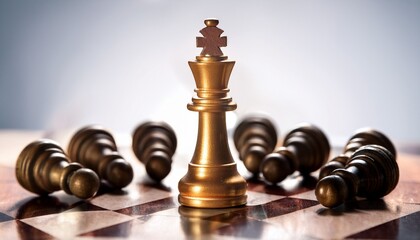fallen king chess piece surrounded by pawns political coup and betray