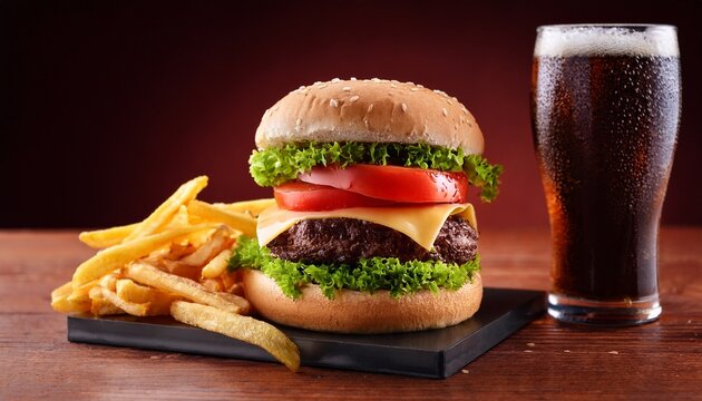 cheeseburger fries and soda combo