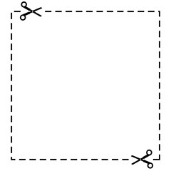 Blank coupon with scissors and dotted cut lines