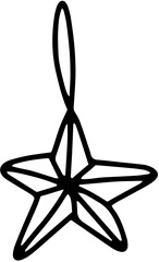 Illustration vectorielle simple d'une &eacute;toile de No&euml;l ou d'un ornement de f&ecirc;te, dessin&eacute; dans un style doodle minimaliste. 