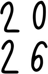 Illustration vectorielle simple chiffres d’années 2026. Idéale pour la décoration de sites web, les étiquettes cadeaux 