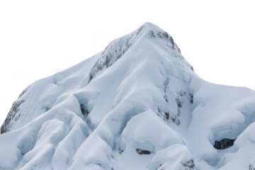 Snow covered mountain peak with ice formations isolated on a transparent background 1