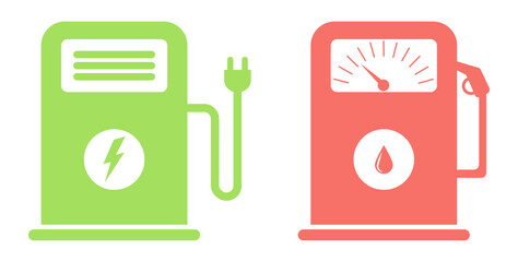 Gas and electric charging station icons