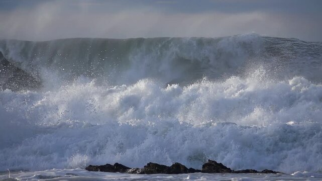 ocean big  waves, hurricane sea spray foam